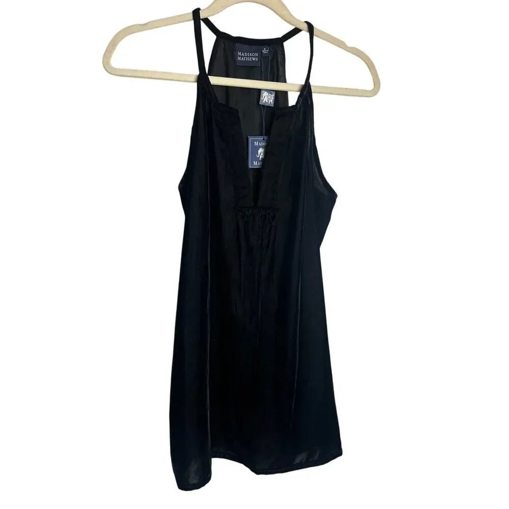 Madison Mathews Black Velvet Halter Top NWT Sz. S